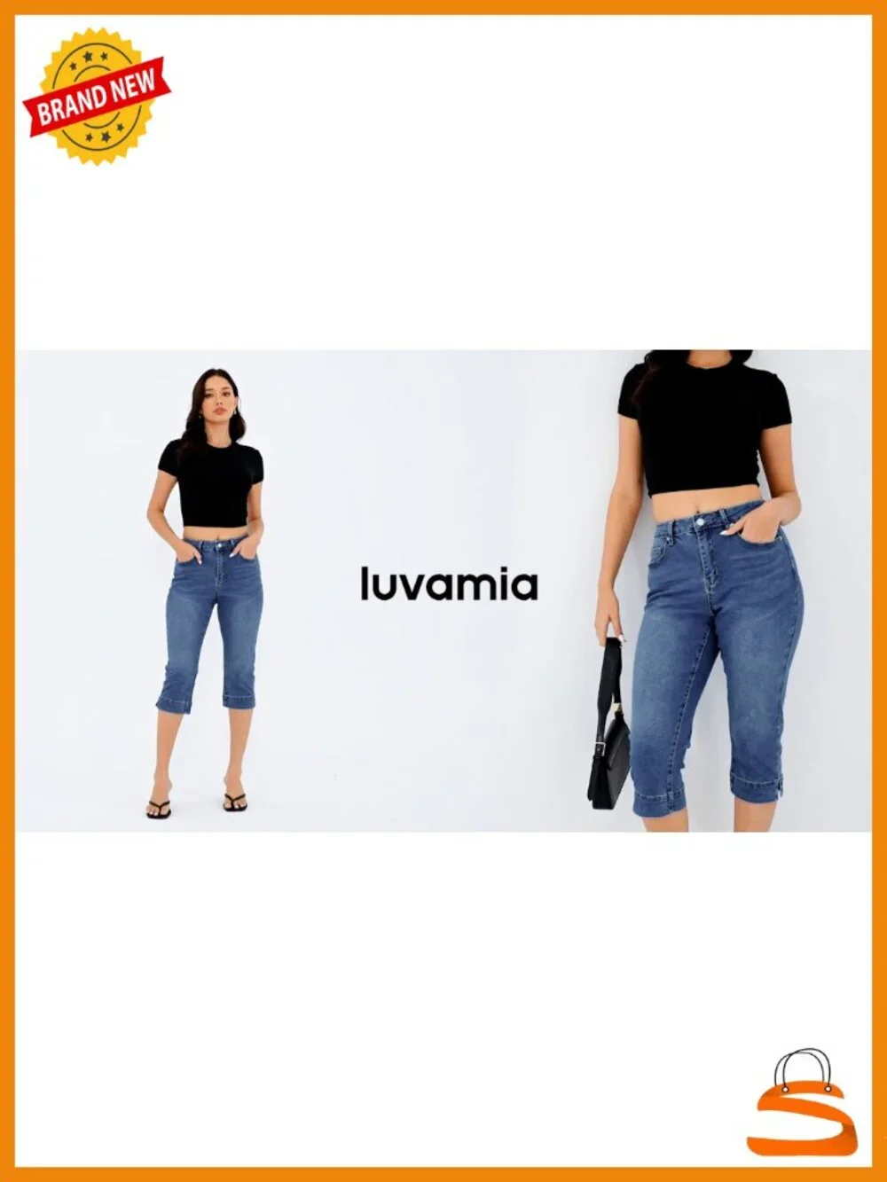 High Waisted Skinny Capri Jeans with Split Hem